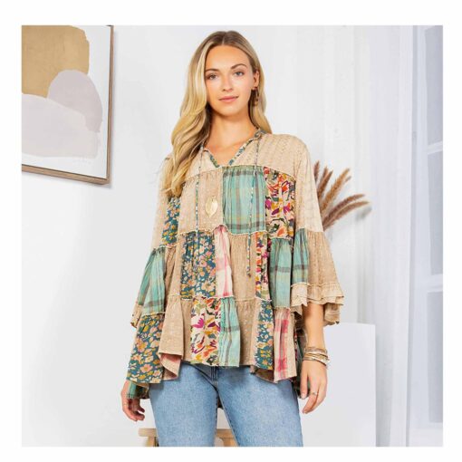 Overdyed Patchwork Jhabla Top with Embroidery