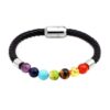 7-Chakra Beads Genuine Leather Unisex Bracelet with Magnetic Clasp VTrendz