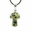 Dalmatian Jasper Mushroom Carved Pendant Necklace Natural Crystals For Energy Balancing, Meditation, Reiki, Healing Approx. 2cm Pendant VTrendz