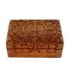 Hand Carved Decorative Peace Sign and Flowers Wooden Storage Box, 4"x6" VTrendz