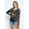 Cold Shoulder Tie Dyed Vocal Top with Rhinestones VTrendz