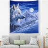 Wolf & Mountains Tapestry, Wall Hanging, Table Cover, Home Decor VTrendz