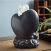 Heart & Cupid with LED light Backflow Incense Burner, Reflux Burner, Large Handmade Ceramic Backflow Cone Sticks Incense Holder Home Décor Craftwork Figurine Size: 12.5*20 cm VTrendz