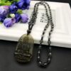 Meditating Buddha Smoking Quartz Handcarved Necklace Pendants with Black Beads VTrendz
