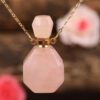 Rose Quartz Bottle Pendant Necklace for Positivity and Balancing Energy VTrendz