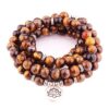 Yellow Tiger Eye 6 mm 108 Stone Mala Necklace Bracelet Yoga Bracelet Mala Lotus 108 Beads Bracelet VTrendz