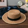 Fashion Spring And Summer Flat Top Large Border Sunbonnet Decorated With Ribbon Square Knot One Piece Straw Hat VTrendz