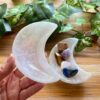 Selenite Moon Shaped Bowl: Lunar Vessel of Purification & Etheric Charging (2.4–5.5 Inch) VTrendz