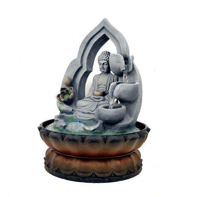 Buddha Lotus Tabletop Fountain with LED Light Antique Resin Tabletop Waterfall Fountain 21cm*21cm*28 cm - Image 4
