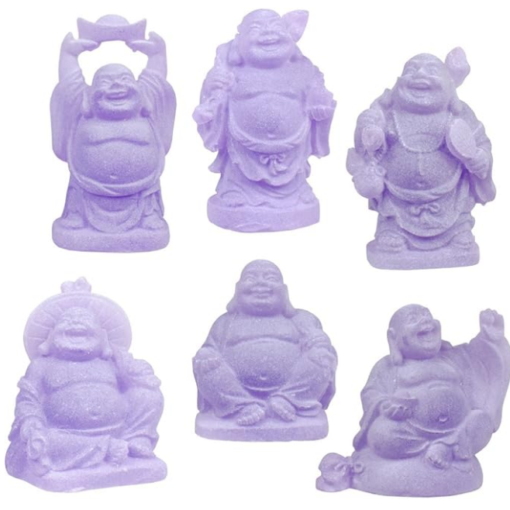 2.5" Purple Laughing Buddha Statue Resin Feng Shui Figurine