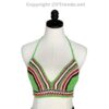 Crochet Bikini Top with Striped Pattern/ Crop Top/ Bra Top, Handmade, 1 Size Fits Most VTrendz