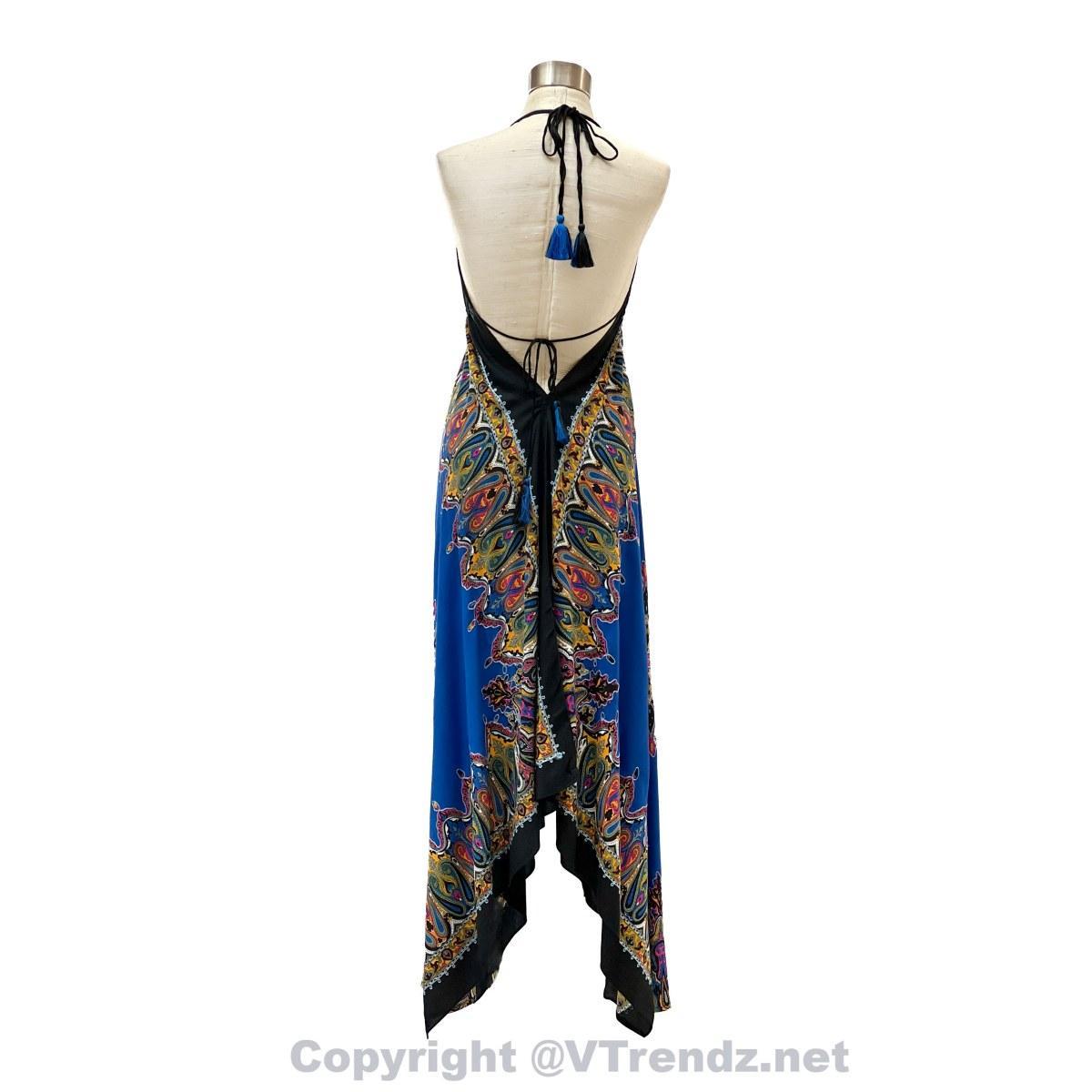 Jamawar Scarf Dress Dori with Halter Neck & Back Ties - Image 26