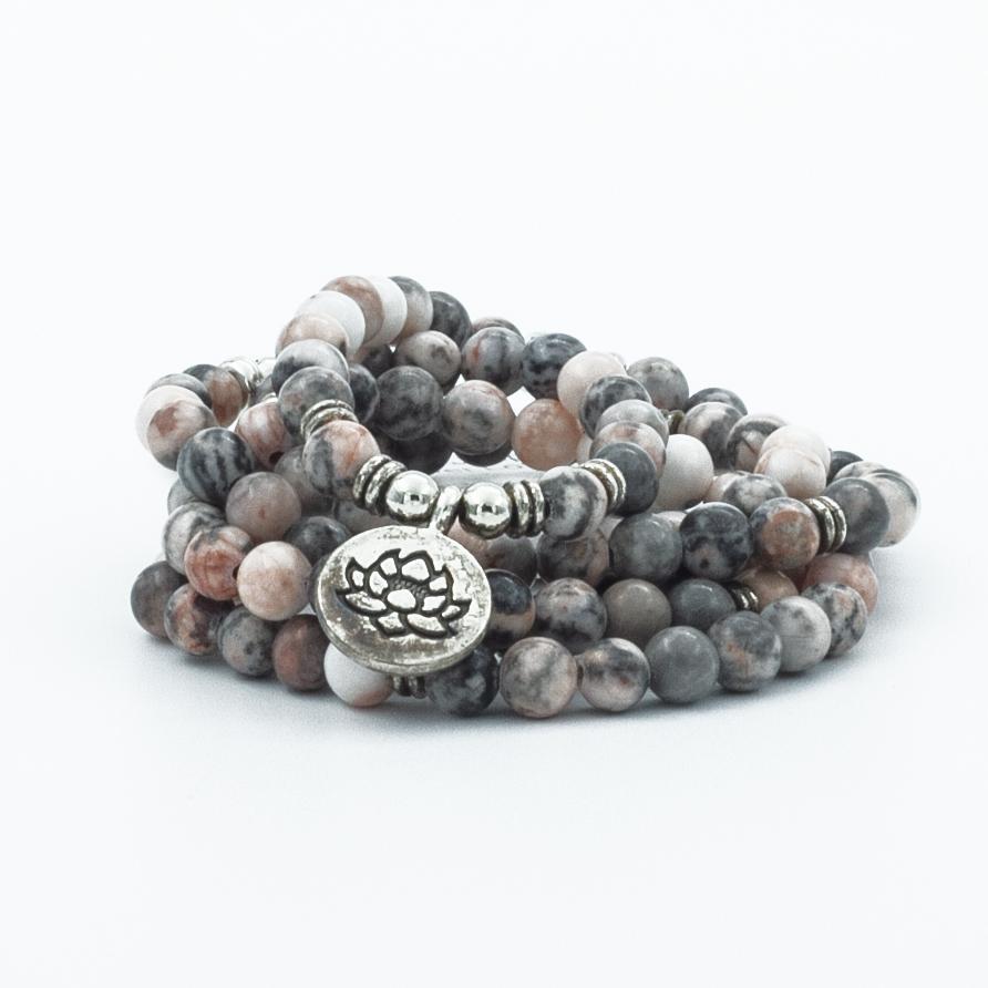 Pink Jasper Stone 108 Yoga Mala 6 & 8mm Bead Necklace Charm Bracelet - Image 3