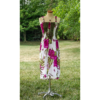 Flower Printed Straight Hem White Base Summer Dress One Size Fits Most, Beach Wear, Casual Hibiscus Flower Printed Adjustable Sundress - Image 2