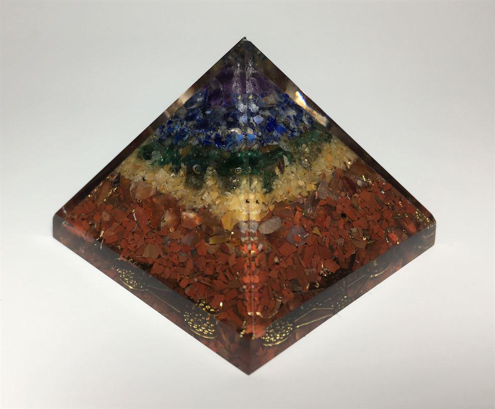 7-Chakra Alignment Orgonite Pyramid: Full-Spectrum Balance & Harmonizing Energy Tower (2-Inch)