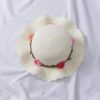 Straw Hat with Flowers for Toddler Kids Children Wide Brim Summer Beach Sun Hat with Visor;  Kids One Size Fits Most (19-20 inches), adjustable size - Image 2