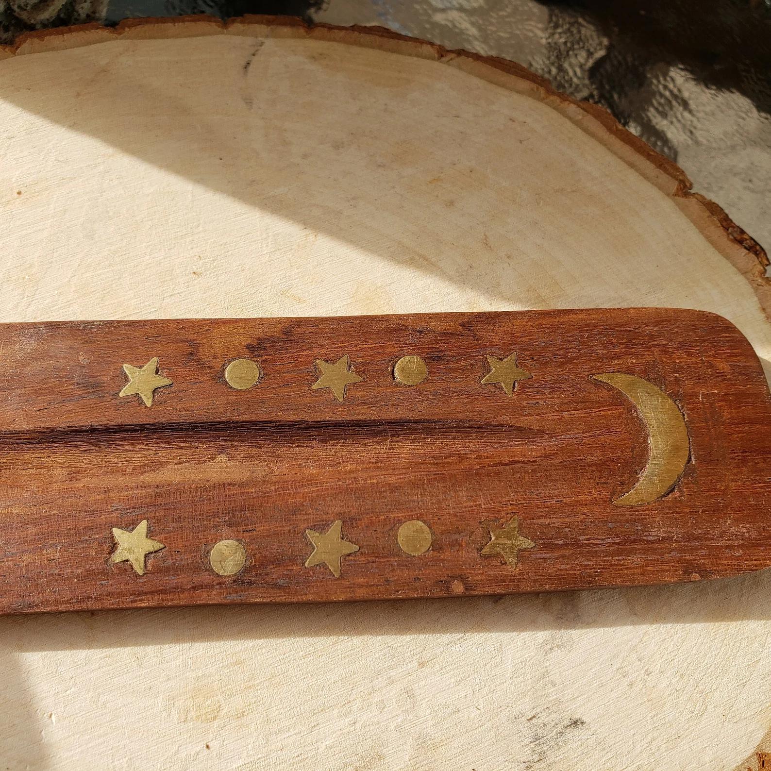 Moon Stars Natural Wood Ash Catcher (6"L) | Celestial Conduit - Image 4