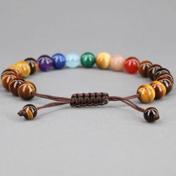 Tiger Eye 7-Chakra Adjustable Macrame Bracelet: Primal Courage & Total Alignment - Image 5