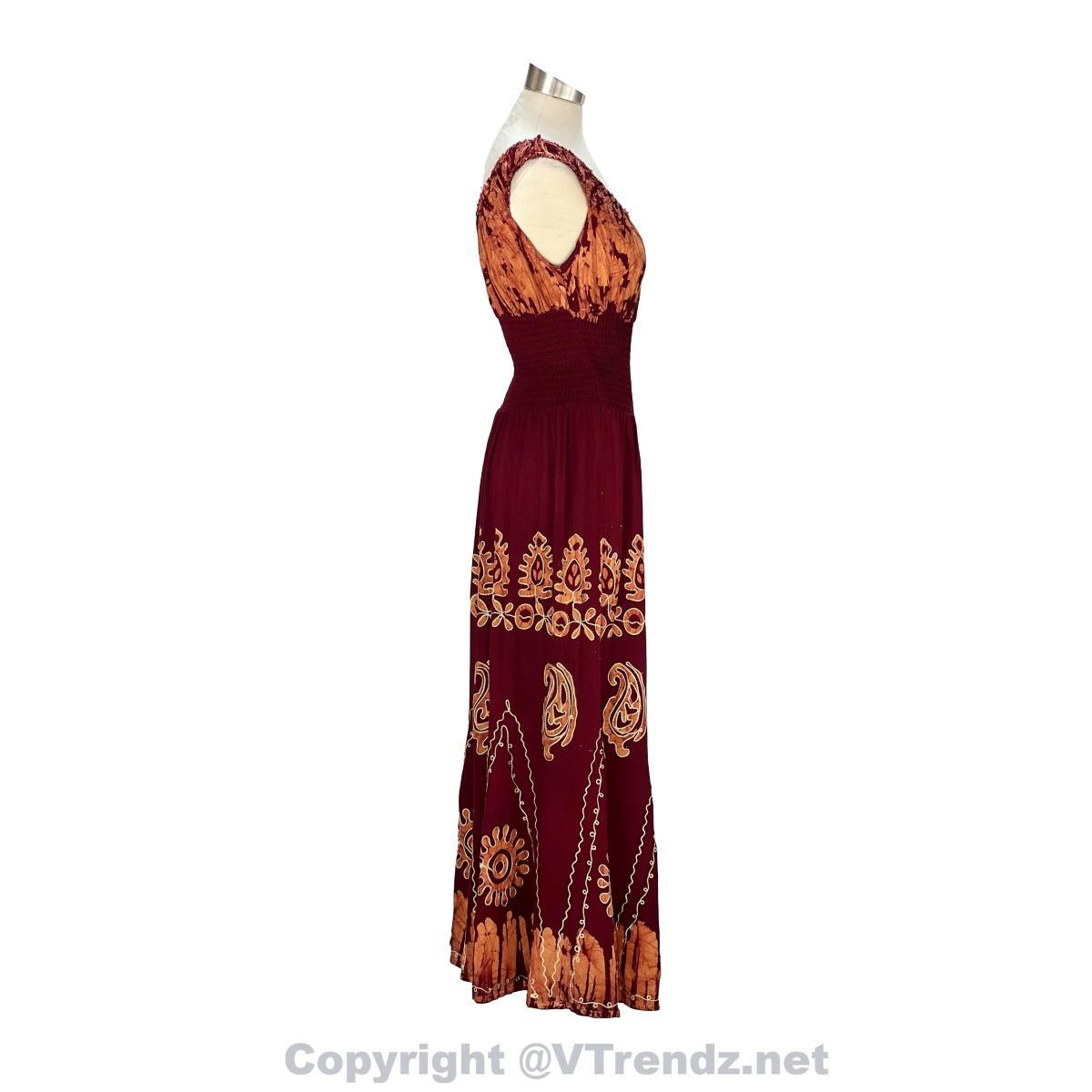Long 8-Kali Embroidered Maxi Dress with Stretch Sleeves - Image 43
