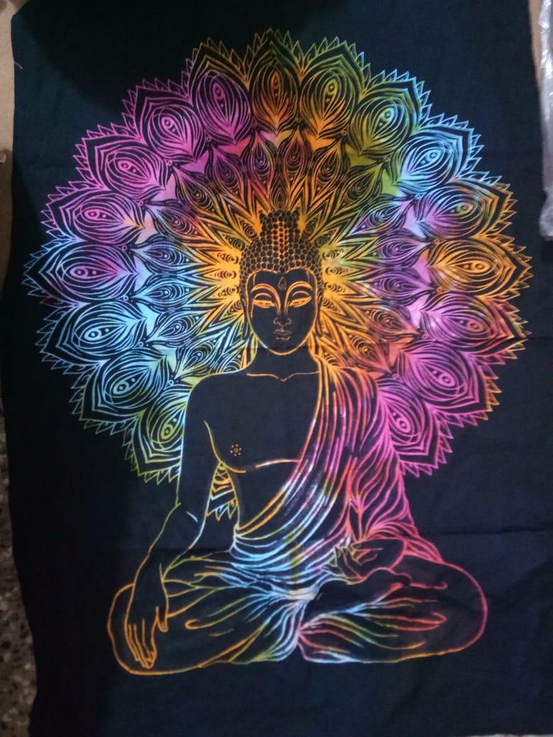 Buddha Tiedye Poster Wall Hanging Handmade Cotton Tapestry 40"x30" inch