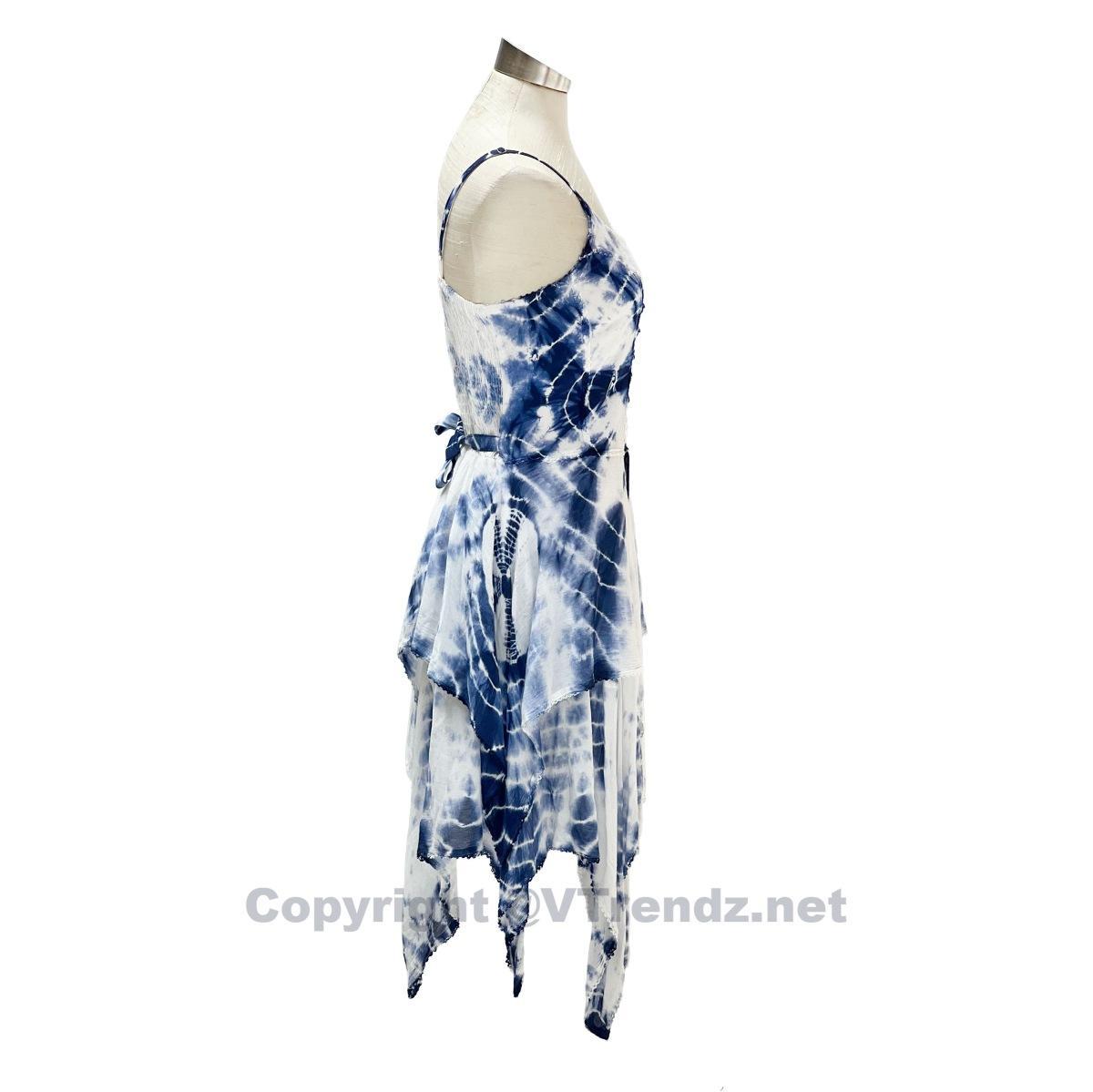 2 Layer Tie Dye Handkerchief Dress with Front Corset & Adjustable Straps - Image 3