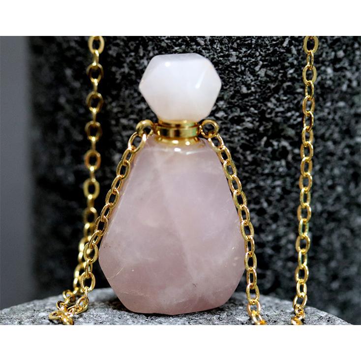 Rose Quartz Bottle Pendant Necklace for Positivity and Balancing Energy - Image 3