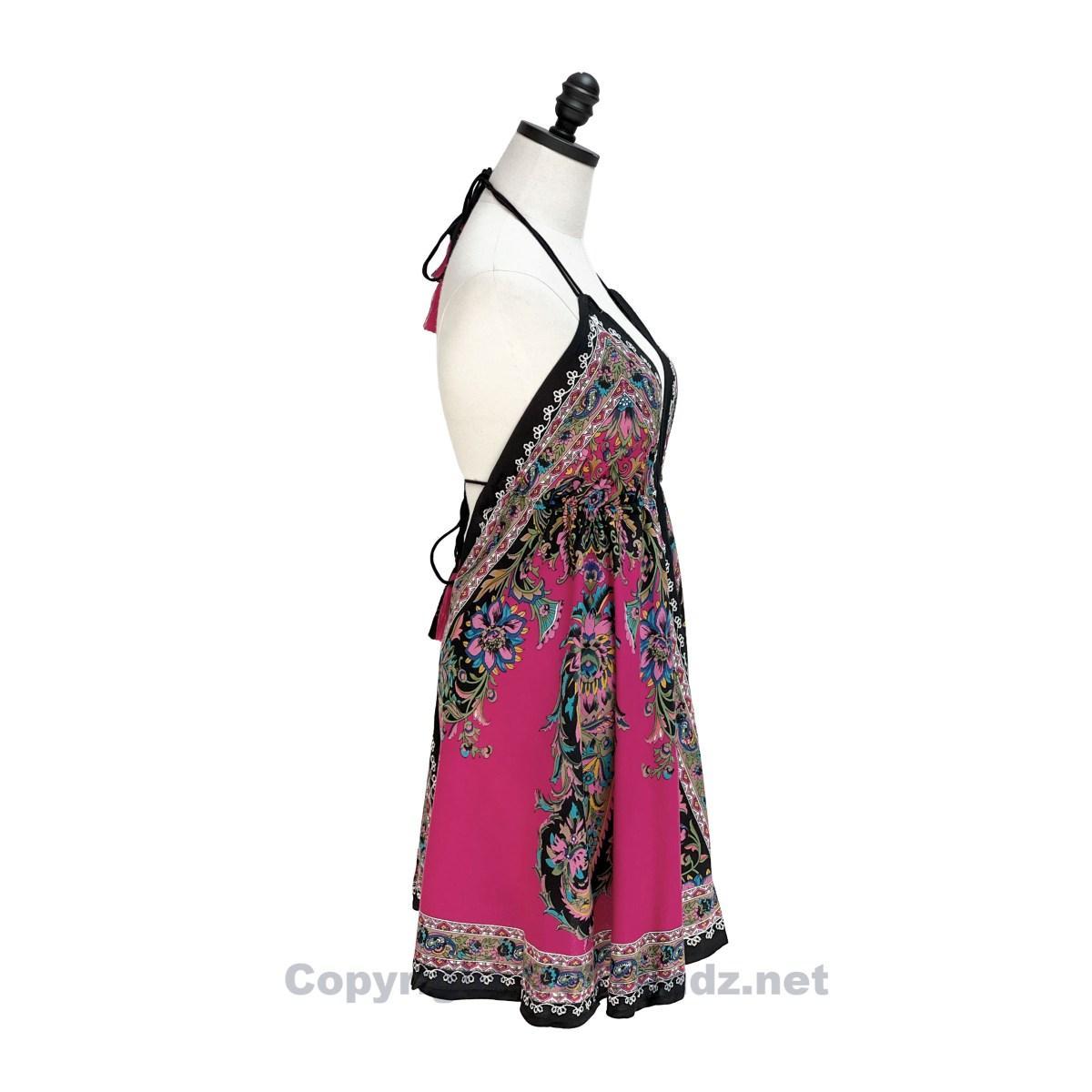 Hand-Printed Jamawar Short Scarf Halter Dress - Image 9