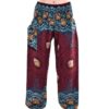 Maroon & Teal Smocked Elephant Mandala Harem Pants VTrendz
