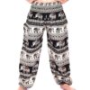 Thai Harem Pants Elastic Waist with Elephant Print and single pocket, Boho Pants Hippie Style Yoga comfort Bohemian 100% Rayon VTrendz