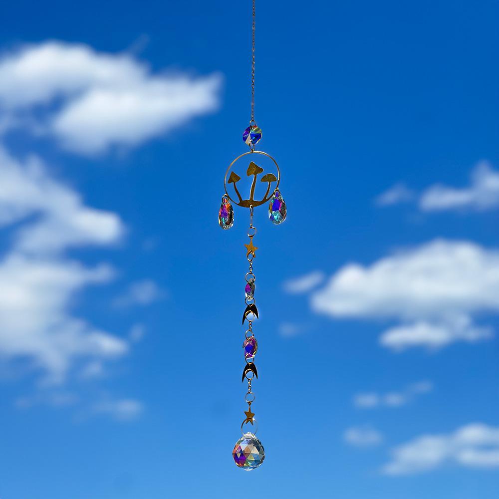Rainbow Crystals Suncatcher with Mushroom Design, 16"L - Image 2
