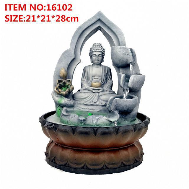 Buddha Lotus Tabletop Fountain with LED Light Antique Resin Tabletop Waterfall Fountain 21cm*21cm*28 cm - Image 6
