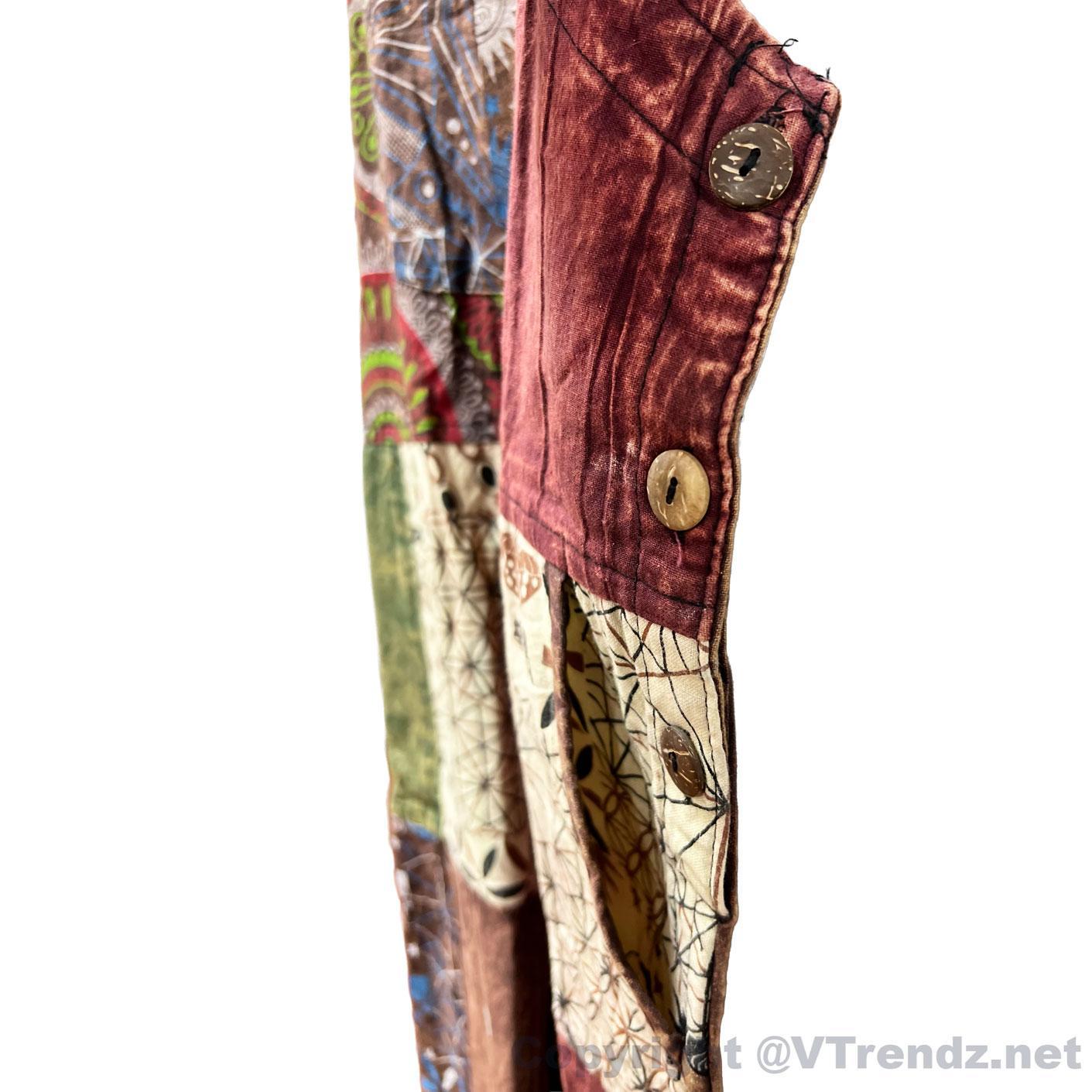 Multicolor Mandala Design Patchwork Cotton Overalls With Elastic Ankle S-XXL - Image 5