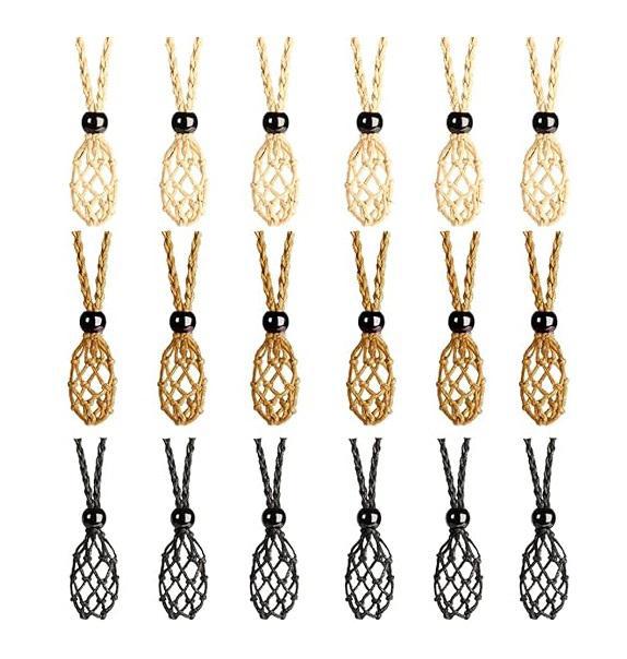 Boho-Style Woven Rope Cord Crystal Cage Necklace Holder: Your Perfect Talisman Display - Image 2