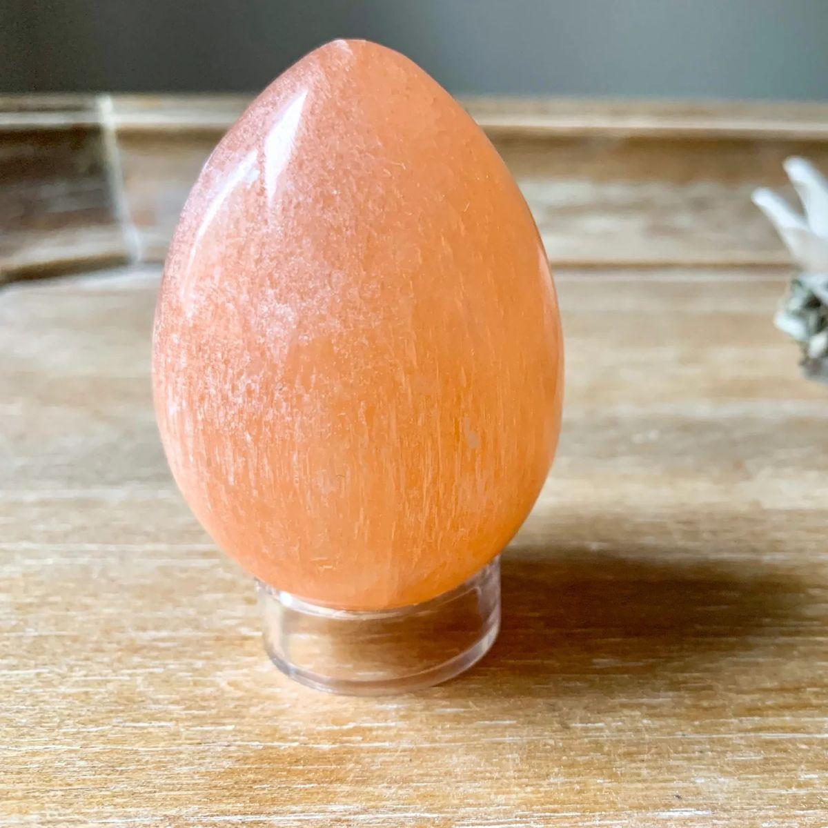 Orange Selenite Egg: Sacral Vitality & Emotional Warmth (7 cm)