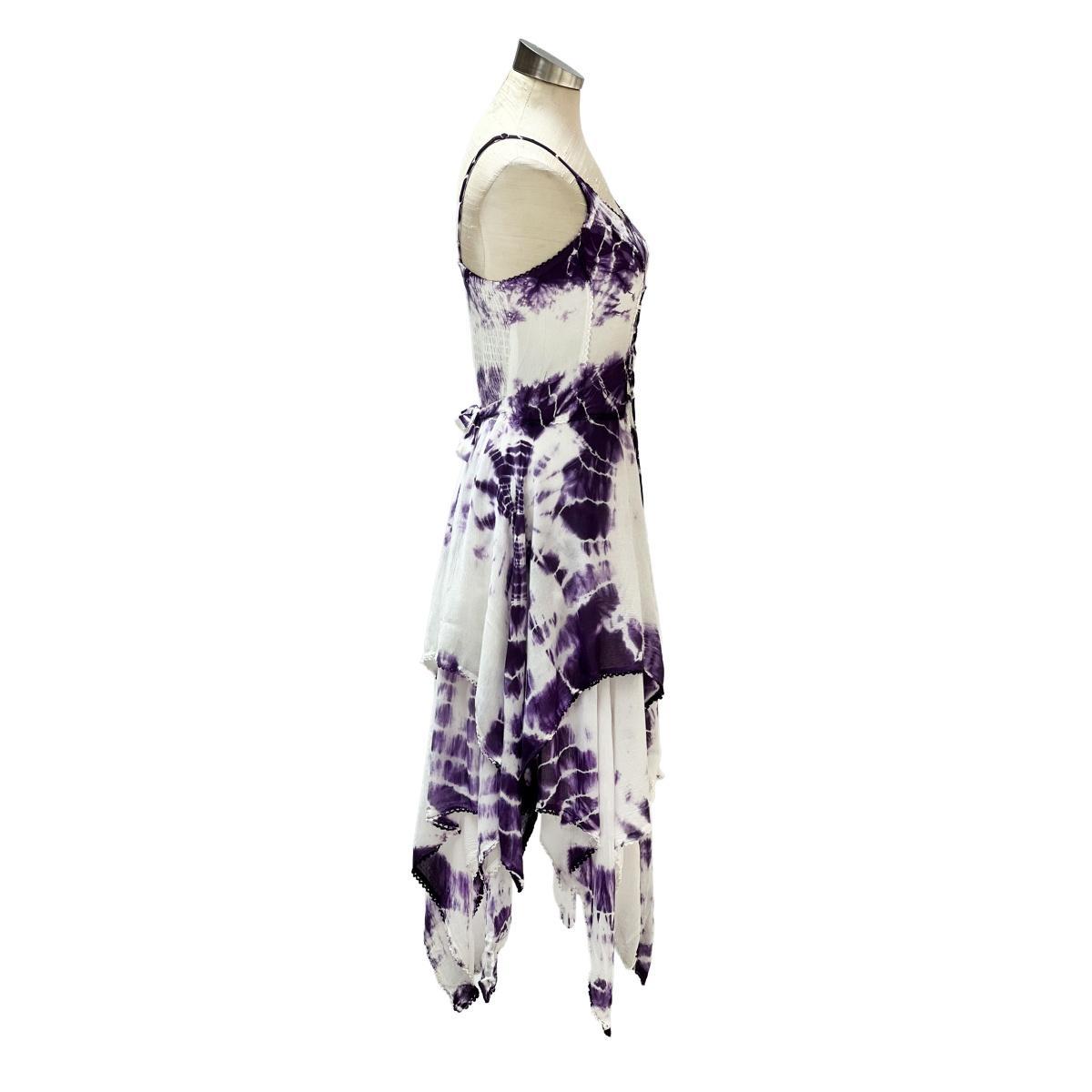 2 Layer Tie Dye Handkerchief Dress with Front Corset & Adjustable Straps - Image 9
