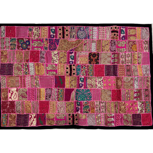 VPT-A11 Handmade Vintage Patchwork Abstract Tapestry Bohemian style Heavy Embroidered Ethnic Hippie Indian Wall décor Art Wall hanging 40 x 60 Inches