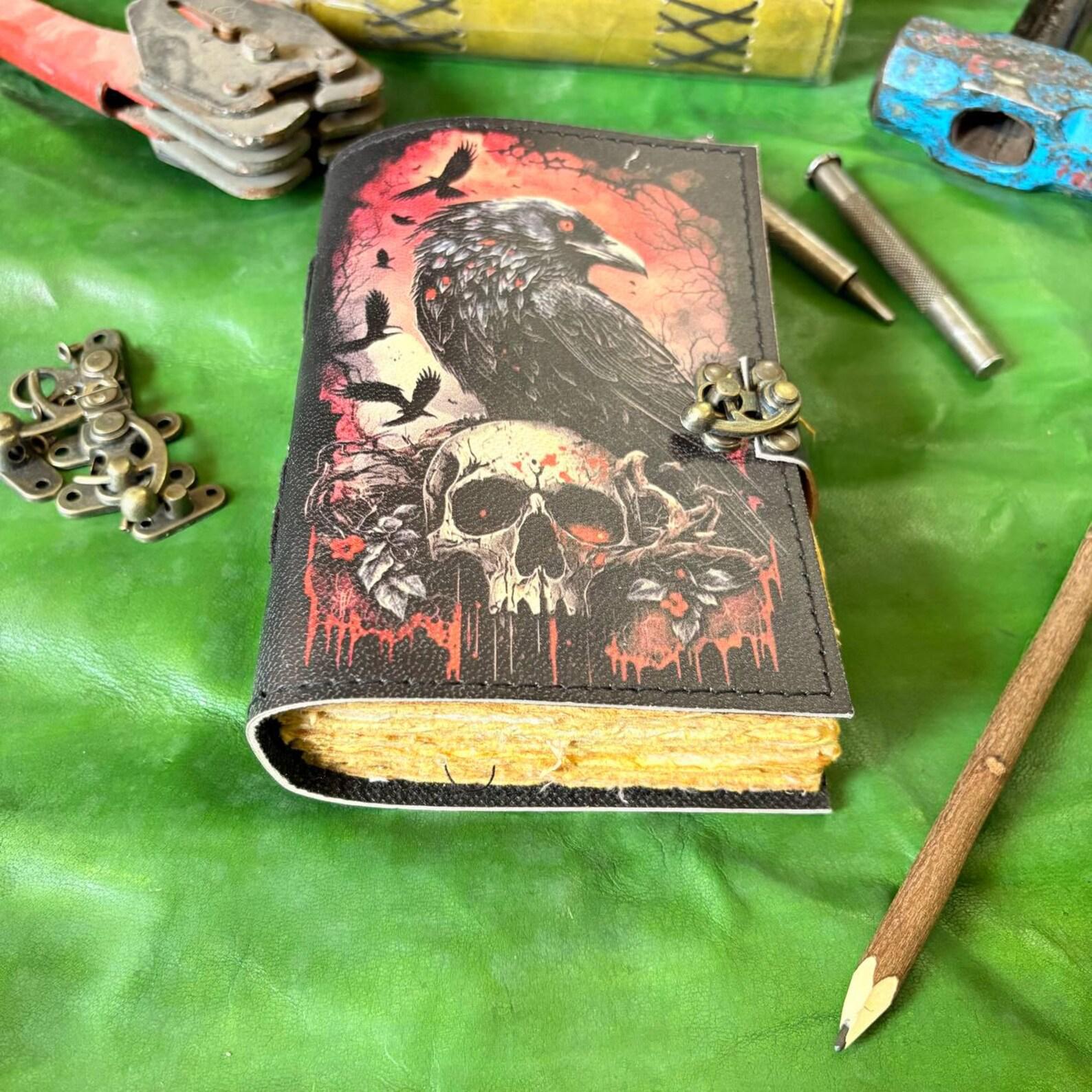 Midnight Raven & Skull Leather Journal | Grimoire of Shadow and Sight - Image 6