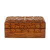 Hand Carved Decorative Peace Sign and Flowers Wooden Storage Box, 4"x6" - Image 2