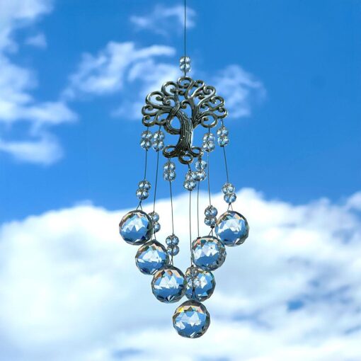 Clear Crystal Beads Suncatcher with Tree of Life Design, 16"L
