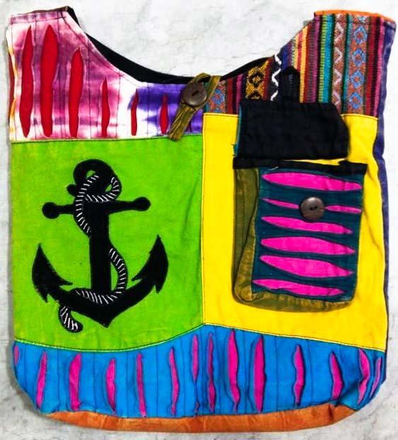 Hobo Hippie Bag With Anchor Embroidery