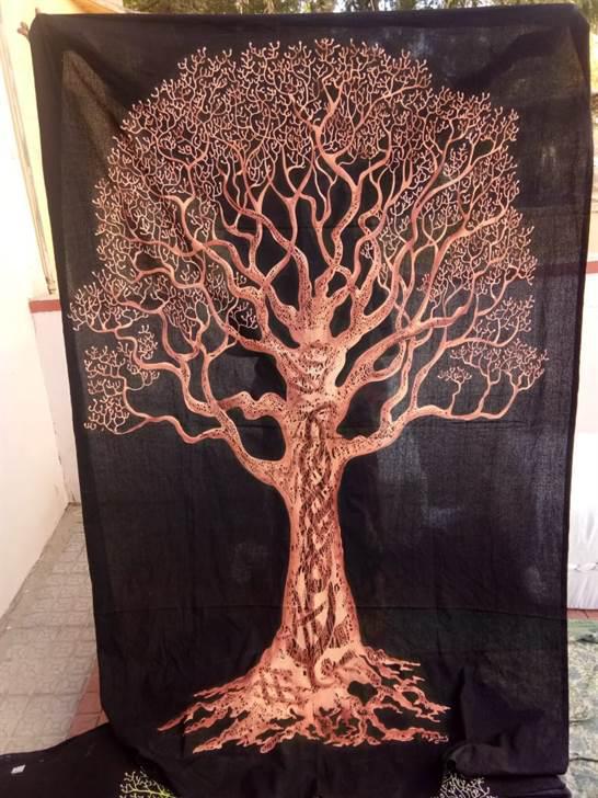 Celtic Fall Tree Wall Hanging Handmade Cotton Tapestry 84"x54" inch