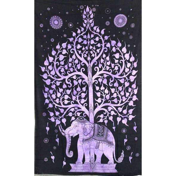 Tree of life With Elephant Tie dye Base Poster Wall Hanging Handmade Cotton Tapestry 40"x30" inch - Image 2