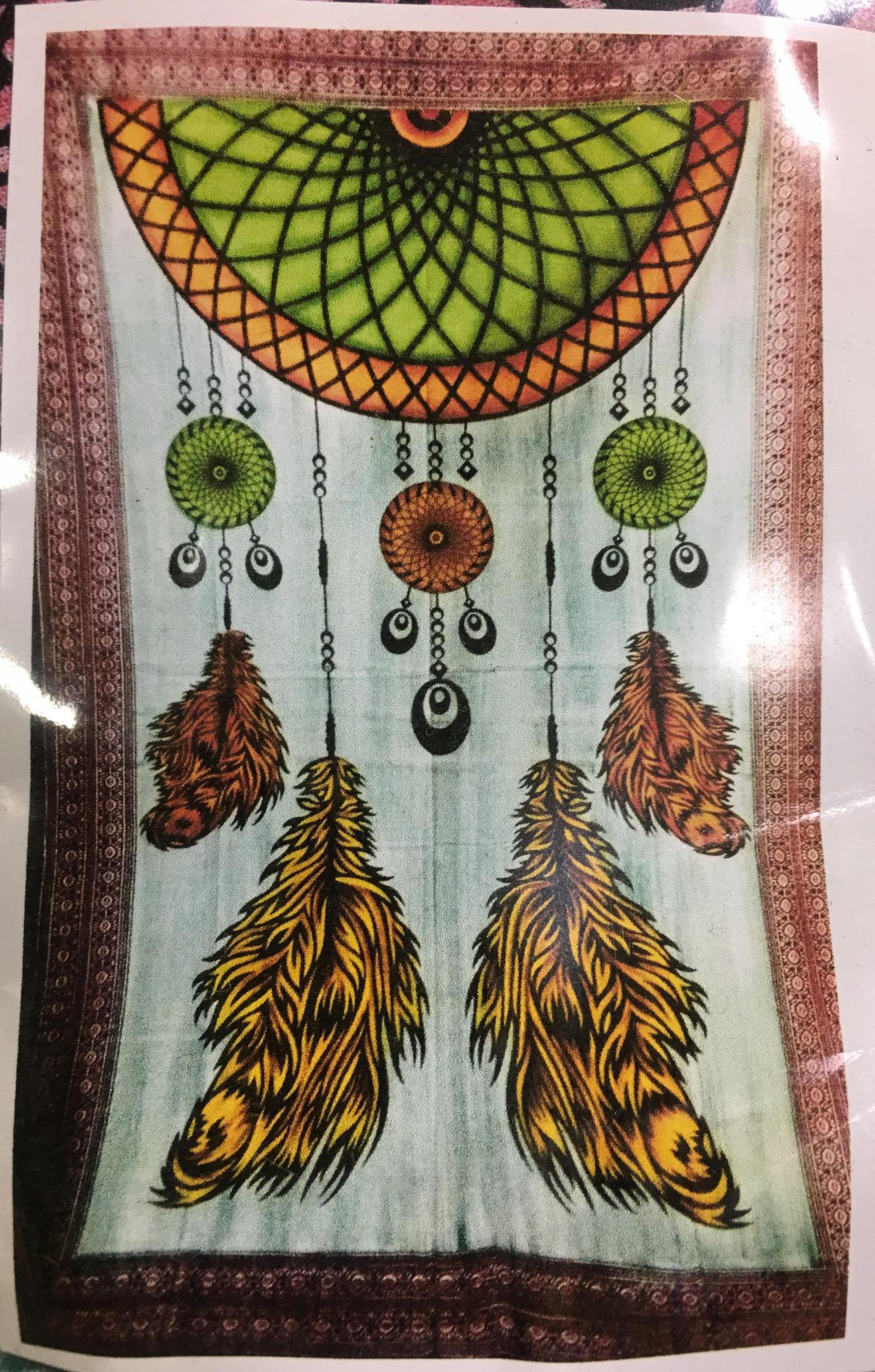 Dream Catcher 1/2 Circle Wall Hanging Handmade Cotton Tapestry 84"x54" inch