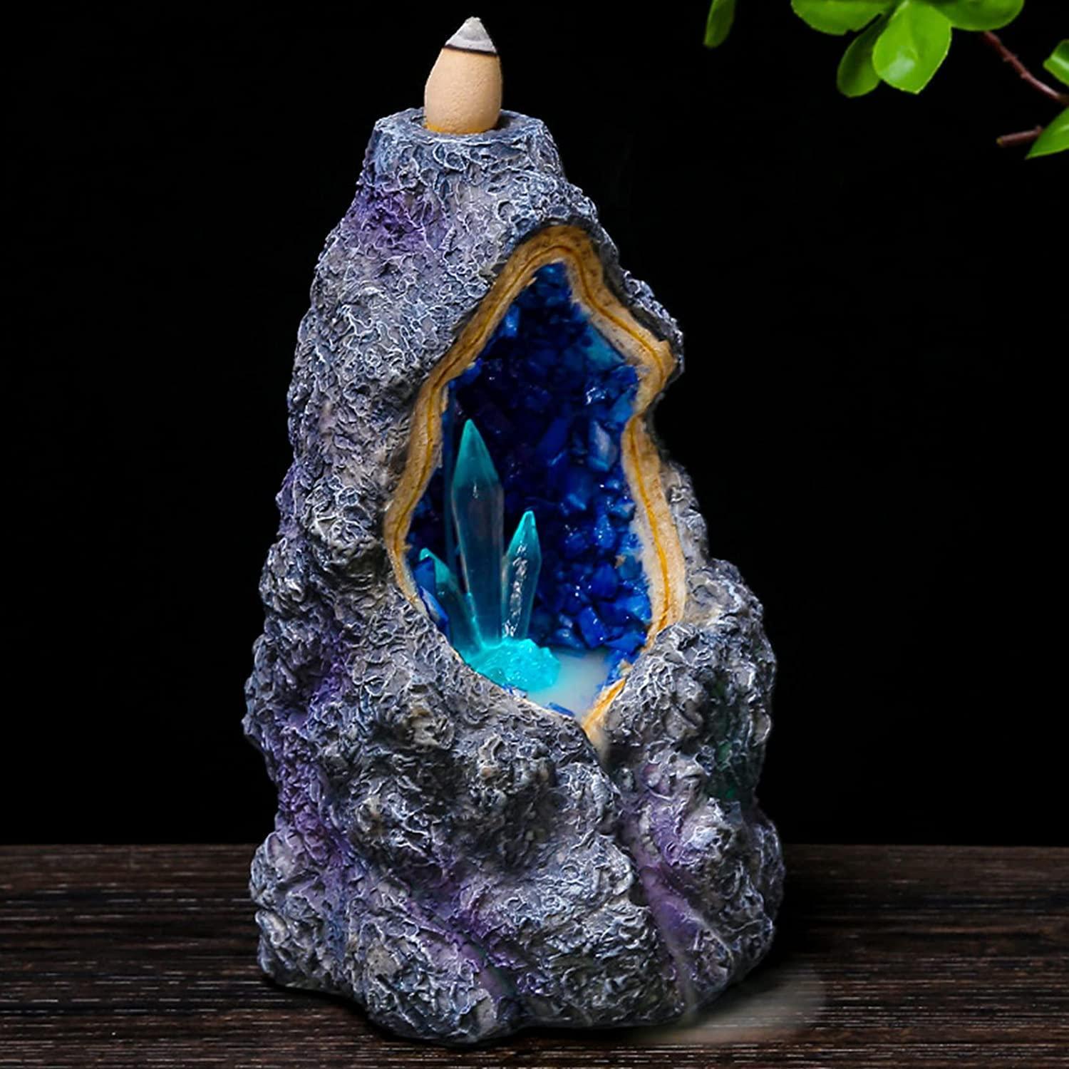 Backflow cone burner Glowing Crystal Tower Cave Backflow Incense cone Burner, Reflux Burner, Large Handmade Ceramic Backflow Cone Sticks Incense Holder Home Decor Craftwork Figurine - Image 2