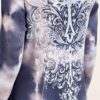 Vocal  Blue- Cream Long Sleeves Tie dye Dress With Rhinestone - Image 5