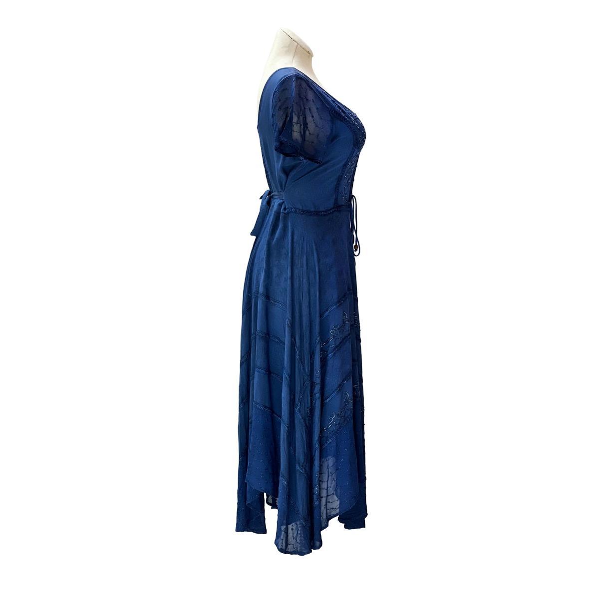 Short Sleeves Victorian Style Corset Dress with Lace & Floral Threadwork - Image 4