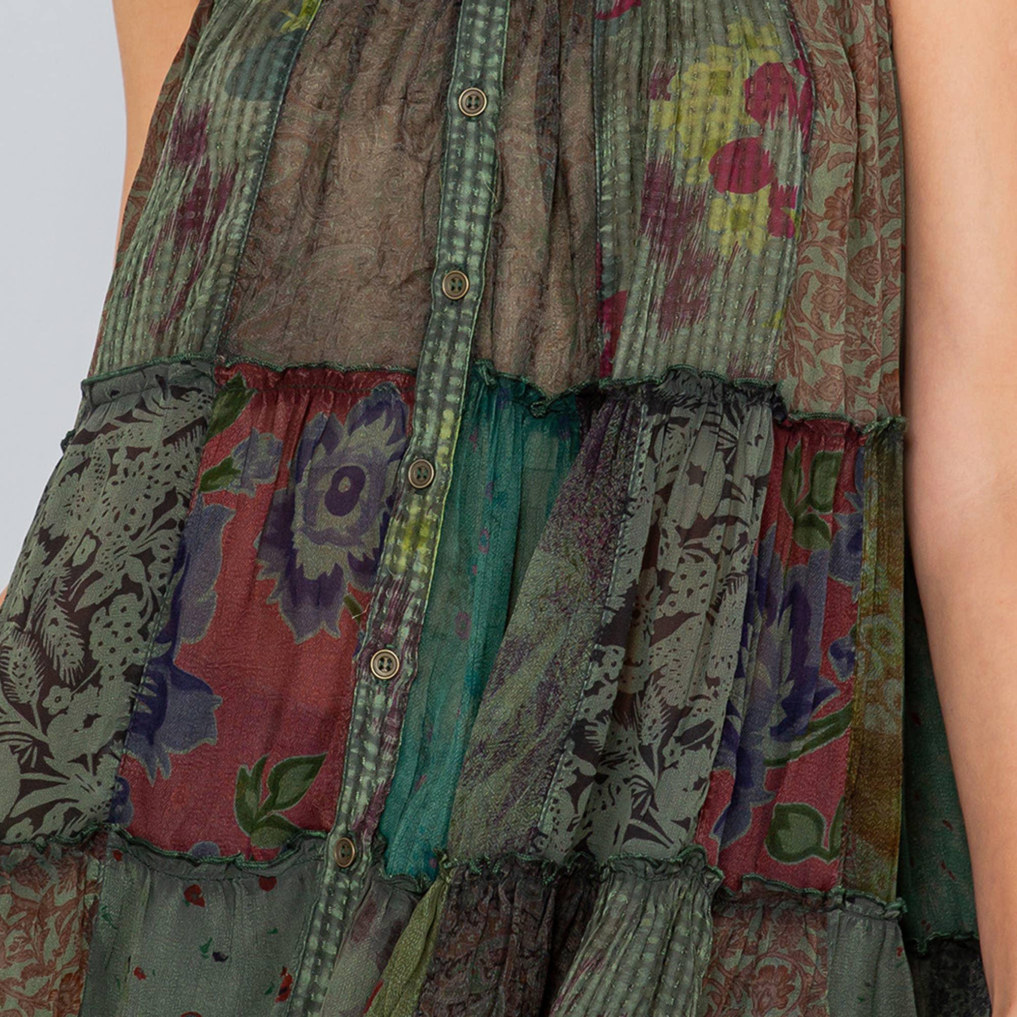 Boho Chic Buttondown Patchwork Sleeveless Top - Image 3