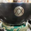 18 cm /7.1" Full Moon 7 Metal Tibetan Gong Singing Bowl Black Color With Star, Handcrafted Plain Singing Bowl for Meditation, Relaxation & Healing with Wooden Mallet