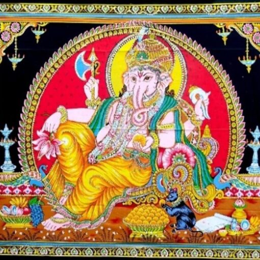Ganesha Relaxing Poster Wall Hanging Handmade Cotton Tapestry 40" x 30" inch