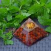 Rudraksh Divine Alignment Orgonite Pyramid: Cosmic Om & 7-Chakra Vitality Shield (4-Inch Height) VTrendz